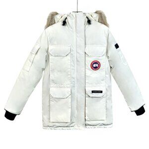 Canada Goose Expedition Series White Fur Hooded Down Jacket XS New With Dust Bag